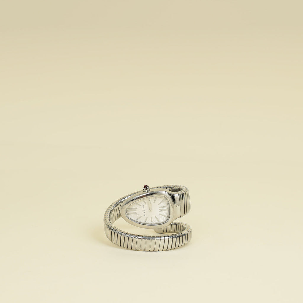 Bvlgari Stainless Steel Serpenti Tubogas Single Spiral Quartz Movment 35mm Watch