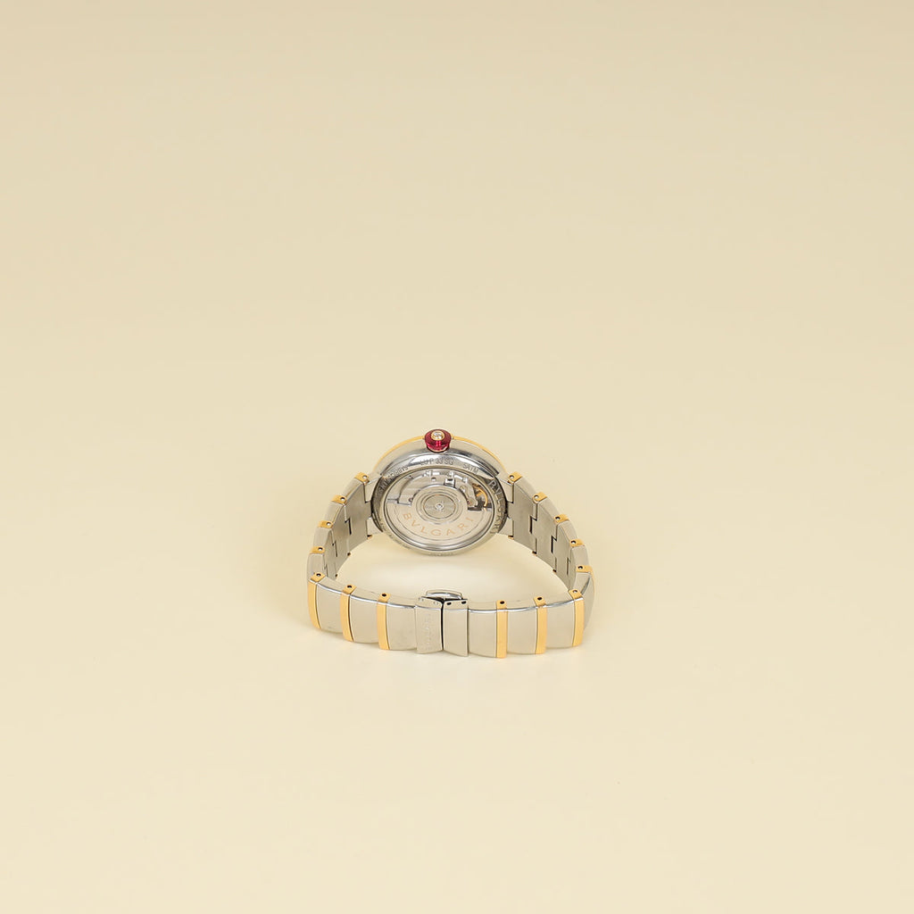 Bvlgari 18K Pink Gold Stainless Steel Diamond Lvcea 33mm Automatic Watch