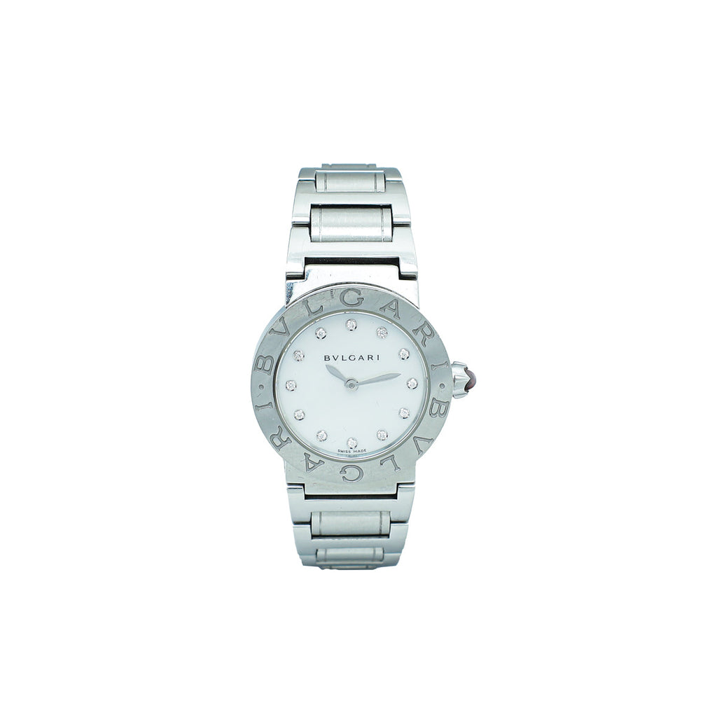 Bvlgari-Bvlgari Stainless Steel MOP Diamond 26mm Quartz Watch
