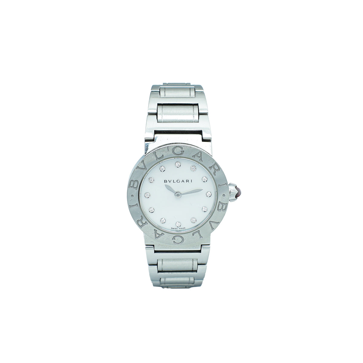 Bvlgari-Bvlgari Stainless Steel MOP Diamond 26mm Quartz Watch