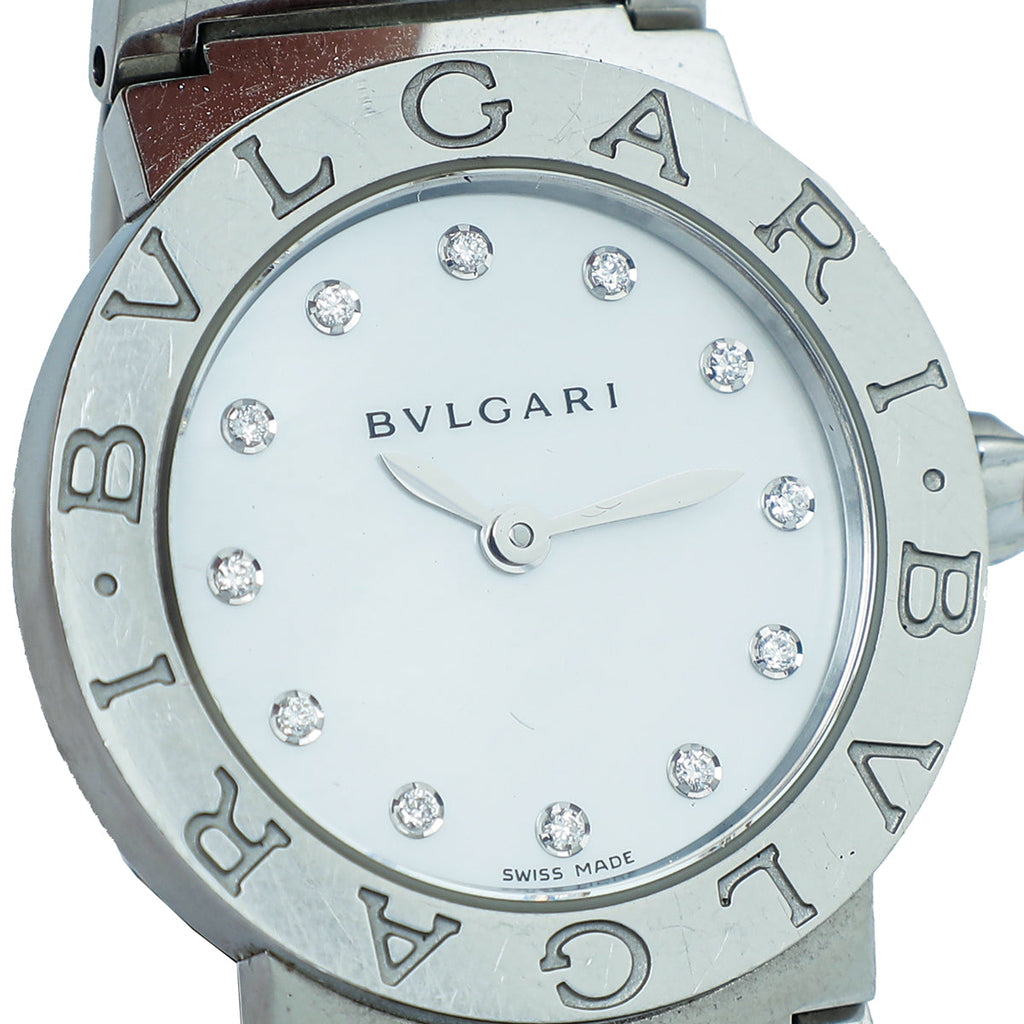 Bvlgari-Bvlgari Stainless Steel MOP Diamond 26mm Quartz Watch