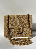 Chanel Vintage 1991 Bronze Metallic Brocade Mini Square Flap Bag