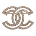 Chanel Crystal CC Gold Brooch