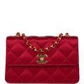 Chanel Vintage Mini Flap Bag Red Satin Gold Hardware