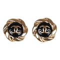 Chanel Gold CC Sunburst Stud Earrings