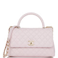 Chanel Medium Coco Handle Flap Bag Light Pink Caviar Light Gold Hardware