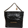Chanel Small 22 Bag Black Lambskin Antique Gold Hardware