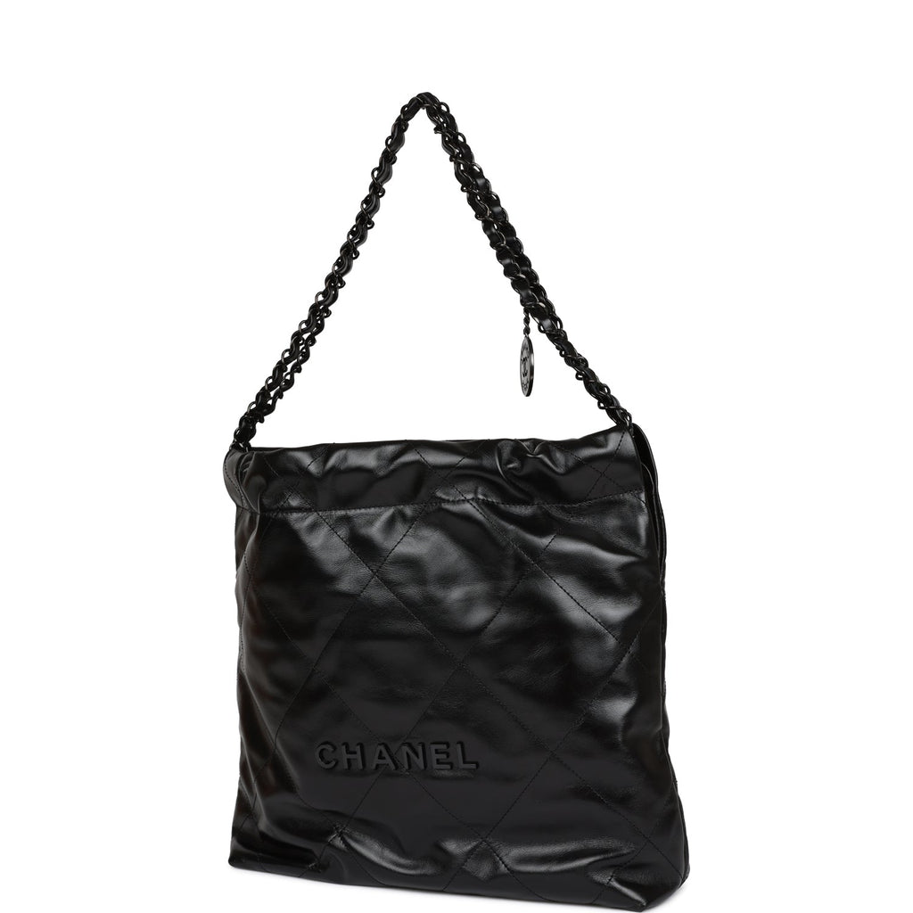 Chanel Small 22 Bag SO Black Calfskin Black Hardware