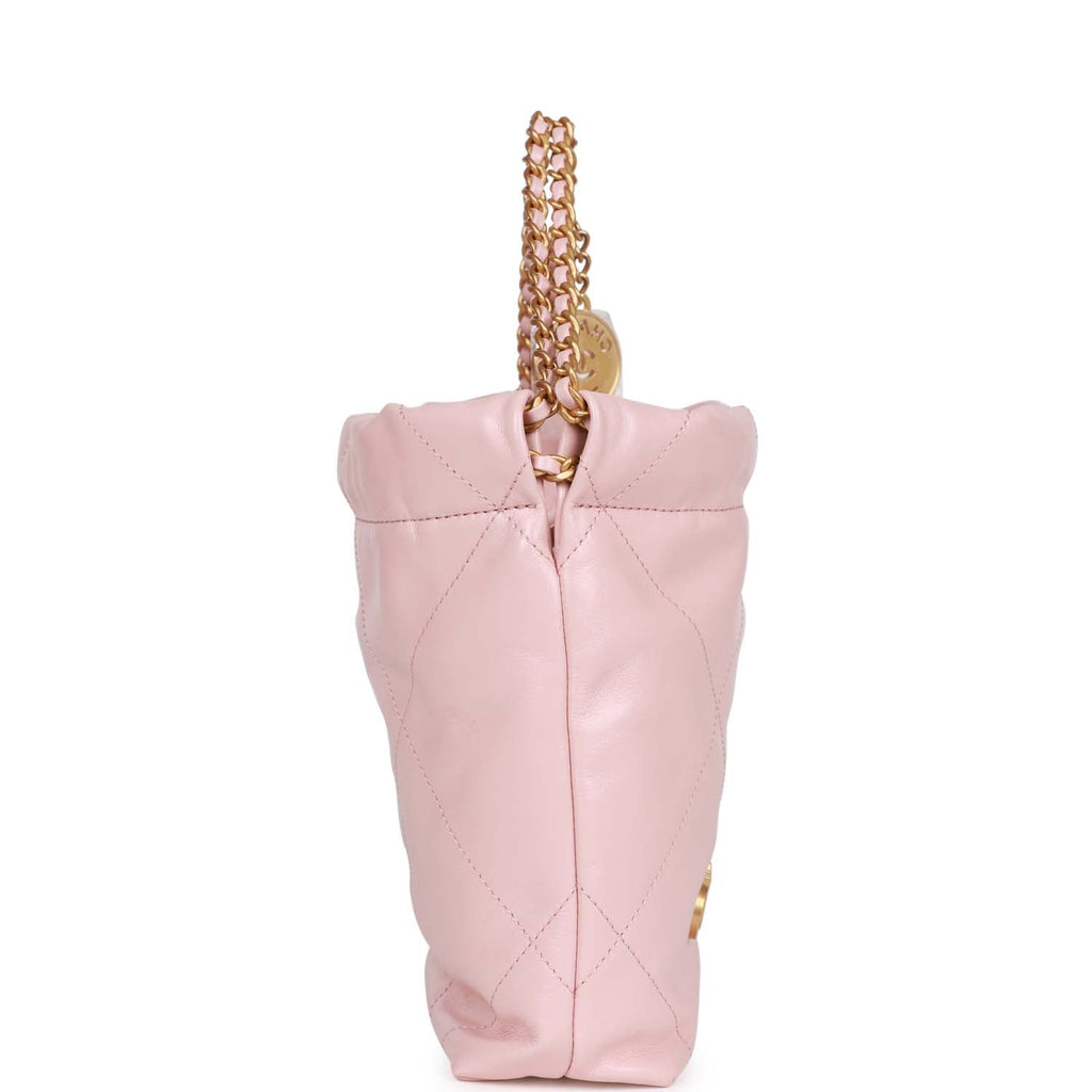 Chanel Mini 22 Bag Pink Calfskin Gold Hardware
