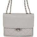 Chanel Companion Flap Bag Grey Goatskin Silver Hardware
