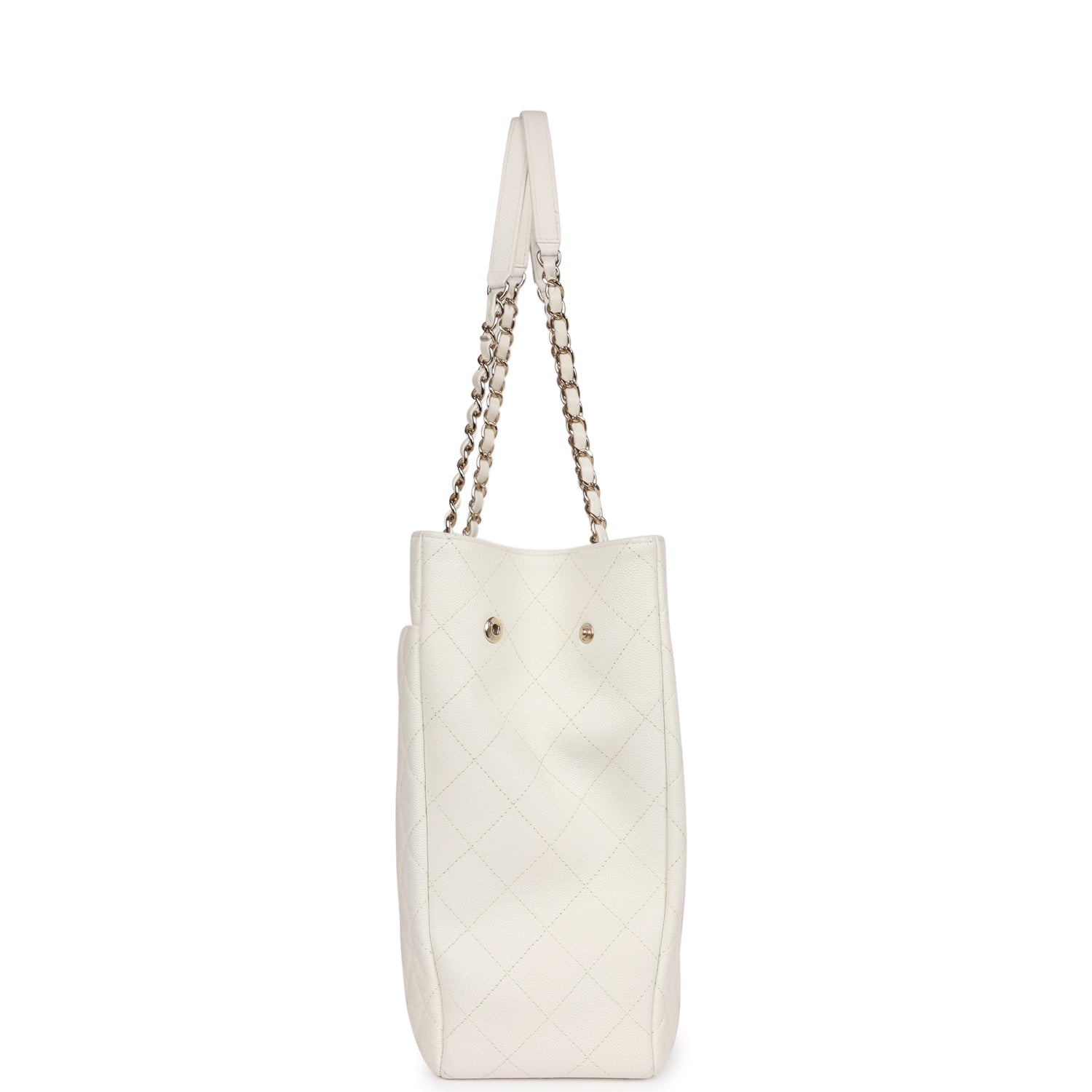Chanel Large Classic Timeless Tote White Caviar Light Gold Hardware