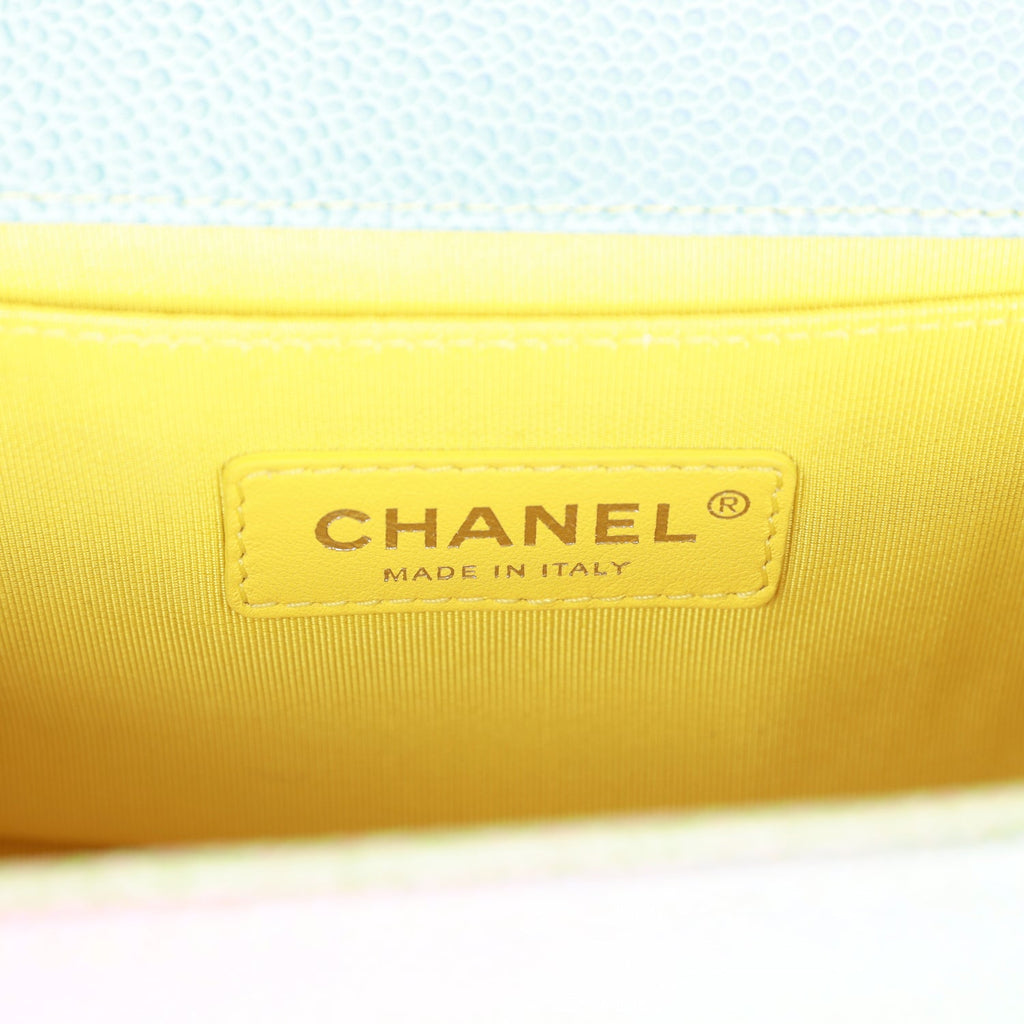 Chanel Medium Boy Bag Rainbow Caviar Silver Hardware