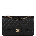 Chanel Jumbo Classic Double Flap Bag Black Caviar Gold Hardware