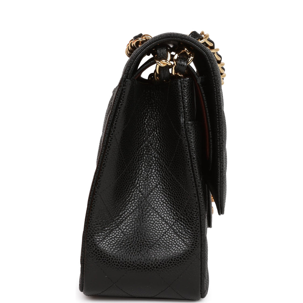 Chanel Jumbo Classic Double Flap Bag Black Caviar Gold Hardware