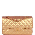 Chanel Medium Classic Double Flap Bag Metallic Iridescent Gold Calfskin Antique Gold Hardware