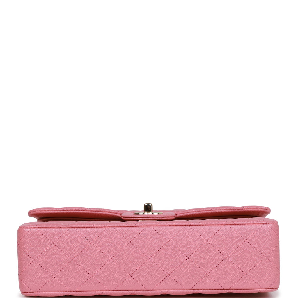 Chanel Medium Classic Double Flap Bag Dark Pink Caviar Light Gold Hardware