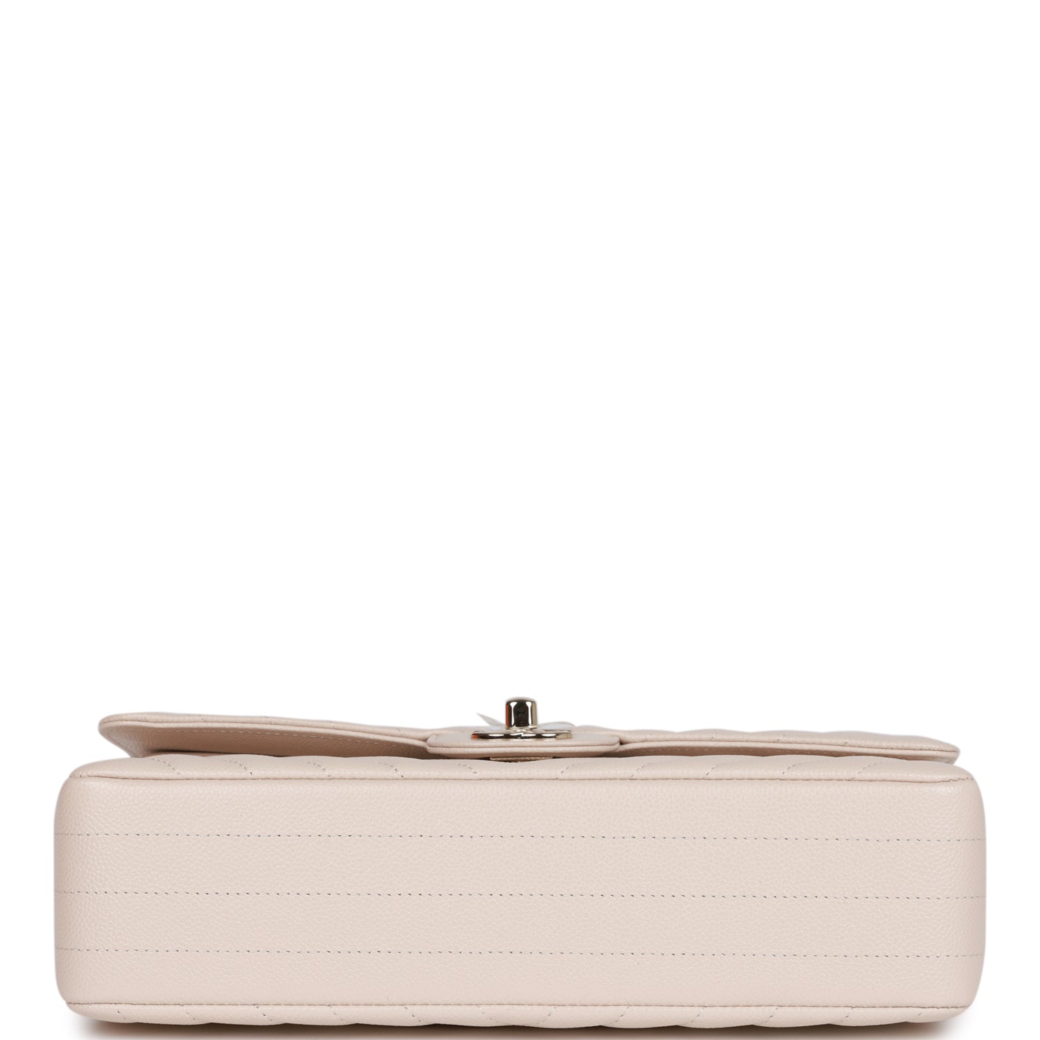 Chanel Medium Classic Double Flap Bag Beige Chevron Caviar Light Gold Hardware