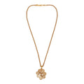 Chanel Vintage 24K Gold Plated Large Byzantine Flower CC Pendant Necklace