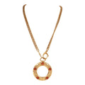 Chanel Vintage 24K Gold Plated Amber Gripoix Loupe Pendant Necklace