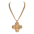 Chanel Vintage 24K Gold Plated Lion Cross Pendant Necklace