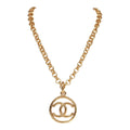 Chanel Vintage Gold Plated Encircled CC Long Necklace