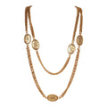 Chanel Vintage 24K Gold Plated CC Oval Coin Charm Sautoir Necklace