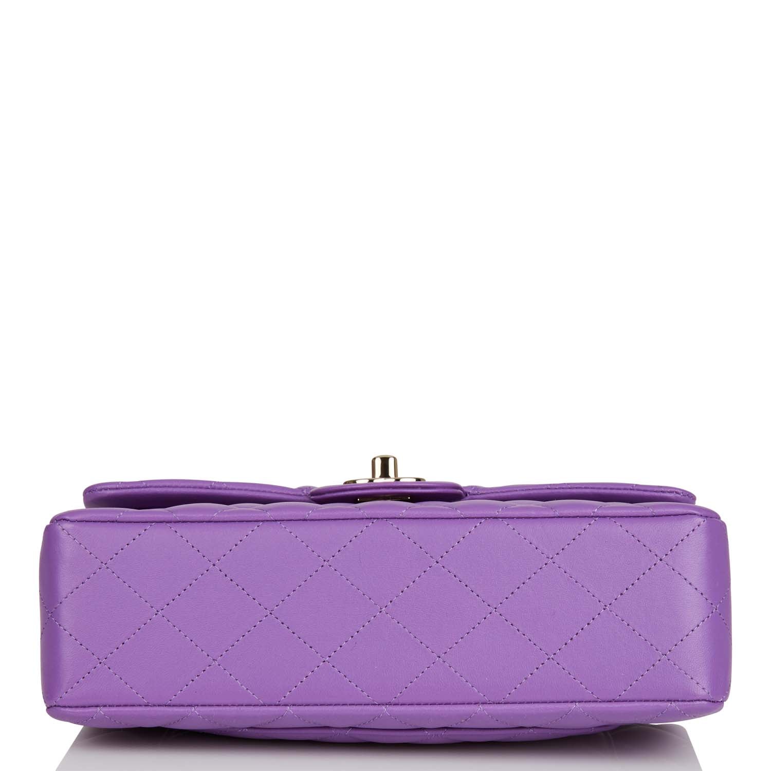 Chanel Small Classic Double Flap Bag Purple Lambskin Light Gold Hardware