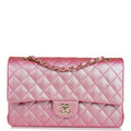 Chanel Medium Classic Double Flap Bag Rose Iridescent Caviar Light Gold Hardware