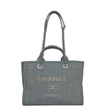 Chanel Small Deauville Shopping Tote Distressed Blue Denim Aged Silver Hardware