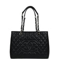 Chanel Grand Shopping Tote Bag Black Caviar Silver Hardware