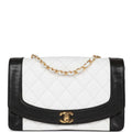 Chanel Vintage Medium Diana Flap Bag White and Black Lambskin Gold Hardware