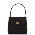Chanel Vintage Mini Kelly Bag Black Satin Gold Hardware