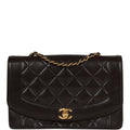 Chanel Vintage Medium Diana Flap Bag Black Quilted Lambskin Gold Hardware