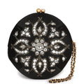 Chanel Vintage Clutch Bag Black Satin Embellished Antique Gold Hardware