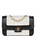 Chanel Vintage Mini Mademoiselle Bag Black and White Lambskin Gold Hardware