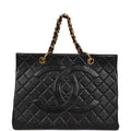 Chanel Vintage Grand CC Timeless Tote Bag Black Lambskin Gold Hardware