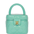 Chanel Vintage Vanity Heart Mirror Bag Turquoise Patent Gold Hardware