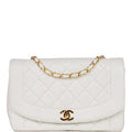 Chanel Vintage Medium Diana Flap Bag White Lambskin Gold Hardware