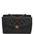 Chanel Vintage Medium Diana Flap Bag Black Caviar Gold Hardware