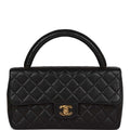 Chanel Vintage Kelly Parent Flap Bag Black Lambskin Gold Hardware
