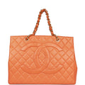 Chanel Vintage Grand CC Timeless Tote Bag Orange Caviar Gold Hardware