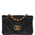 Chanel Vintage Faux Pearl Coco Bijou Mini Flap Bag Black Lambskin Gold Hardware