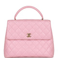 Chanel Vintage Kelly Handle Flap Bag Pink Caviar Gold Hardware