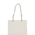Chanel Vintage CC Chain Shopping Tote Bag White Caviar Gold Hardware