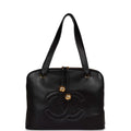Chanel Vintage Timeless CC Dome Tote Black Lambskin Gold Hardware