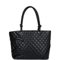Chanel Vintage Large Cambon Ligne Tote Black Calfskin Silver Hardware
