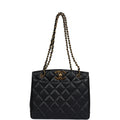 Chanel Vintage Medium CC Turnlock Tote Black Caviar Gold Hardware