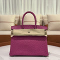 HERMÈS BIRKIN 30 ROSE POURPRE OSTRICH LEATHER WITH PALLADIUM HARDWARE (C STAMP)