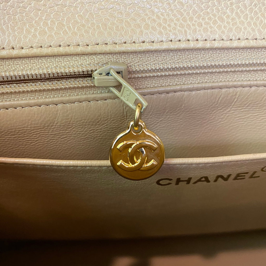 CHANEL “Kelly Bag” Top Handle Satchel Hand Bag Beige