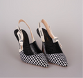 Dior J'Adior Sandals in Black and White Houndstooth Canvas Size 38